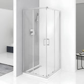Cabina de dus BR6692CA, Dimensiune 90X90cm, Sticla Securizata 5mm, Profil Aluminiu Cromat, Usi Culisante-Diplon